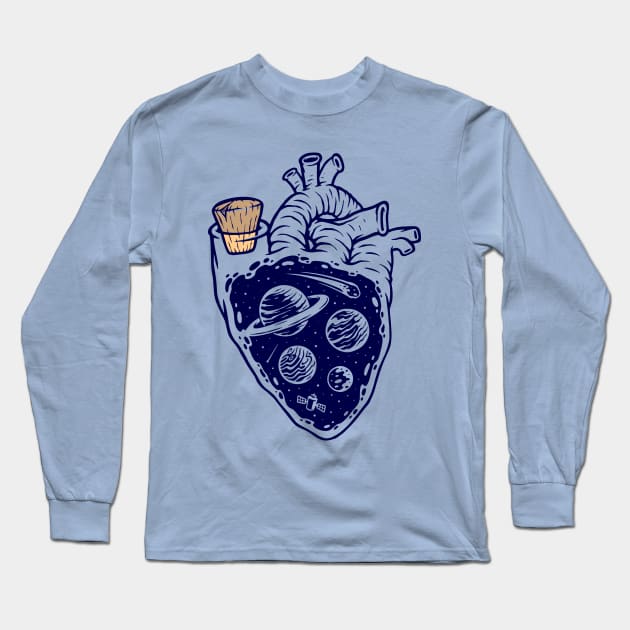 Universe My Heart Illustration Long Sleeve T-Shirt by Mako Design 